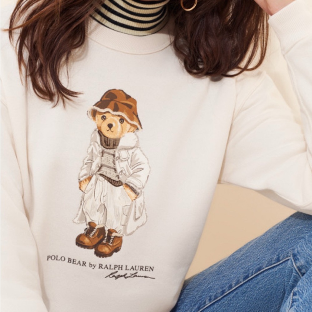 Polo by Ralph Lauren Cream Bear Graphic Hoodie